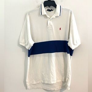 Polo by Ralph Lauren Men's Size XL White and Blue Polo Shirt, Red Horse